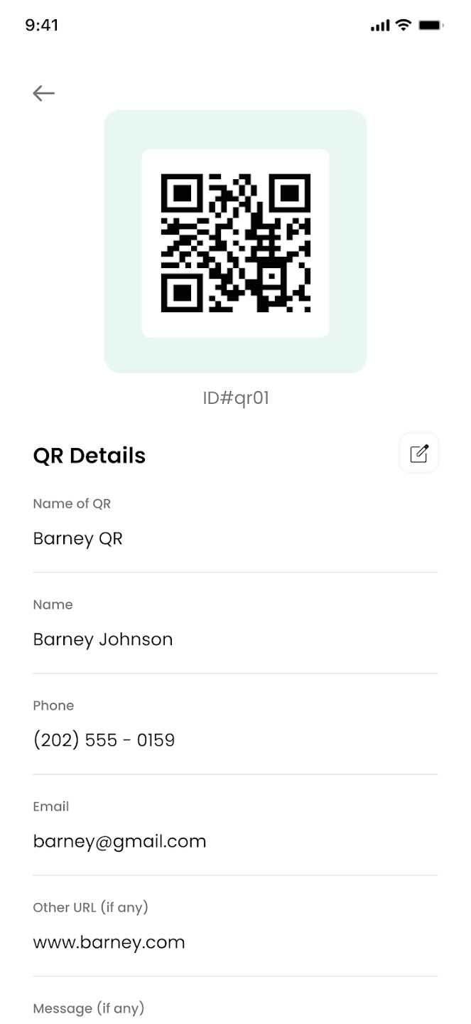QR Details screenshot